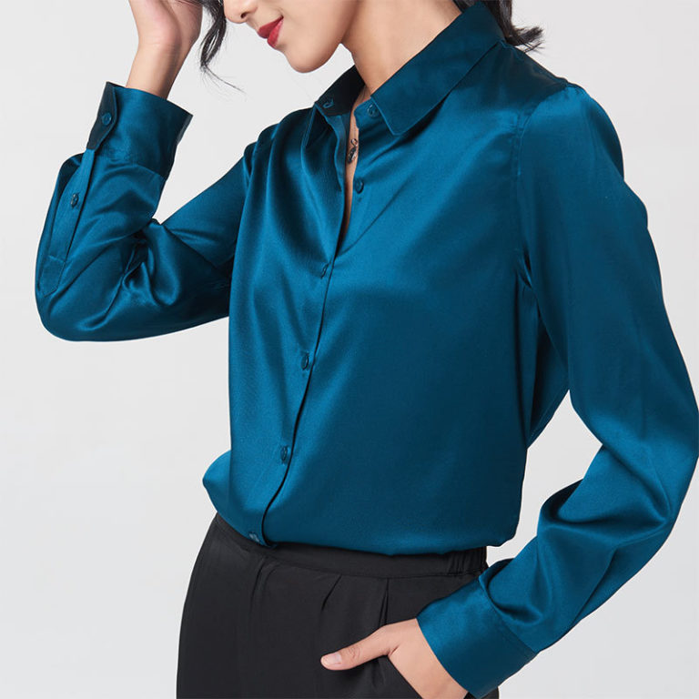 Sleek Satin Long Sleeve Blouse – after MODA