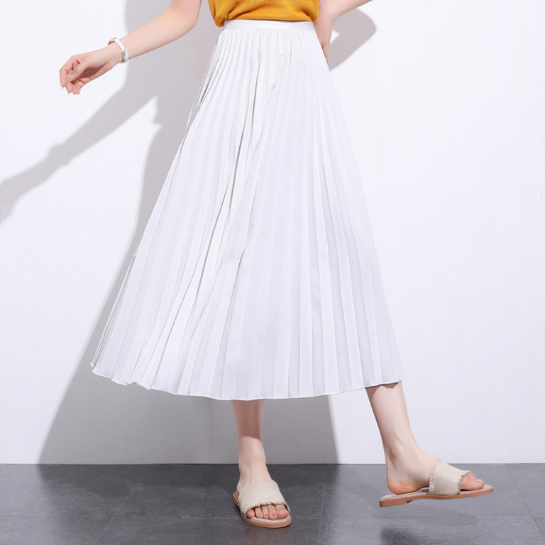 Solid Pleated Ankle Length Skirt – after MODA